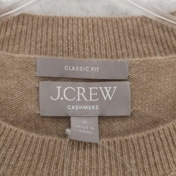 NWT J CREW 100% Cashmere Classic-Fit Crewneck Sweater HEATHER CAMEL Size MEDIUM - Picture 5 of 8